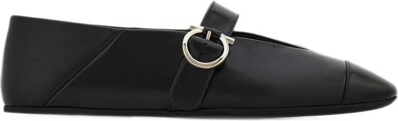 Ferragamo Gancini buckle ballet flats Zwart