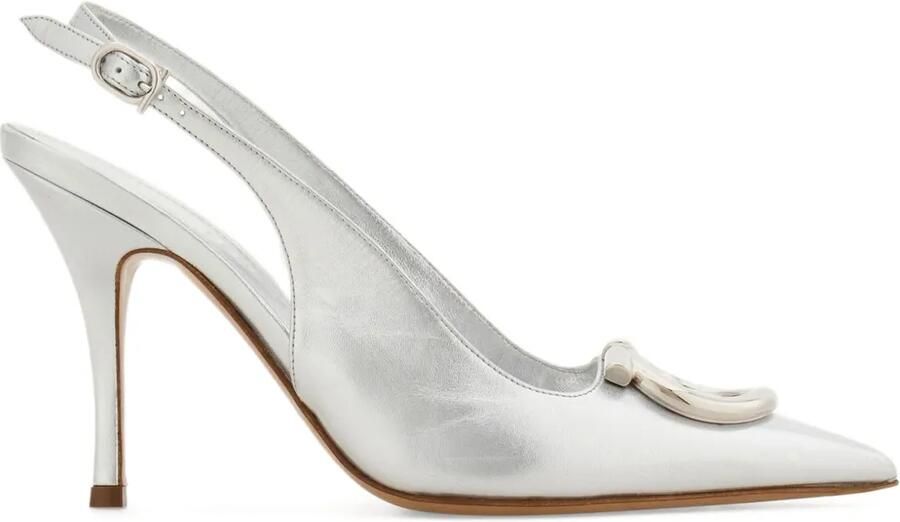 Ferragamo Gancini gelamineerde pumps Zilver