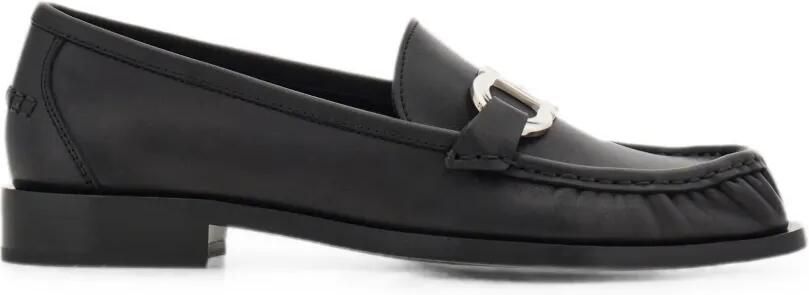 Ferragamo Gancini gesmockte leren loafers Zwart - Foto 5