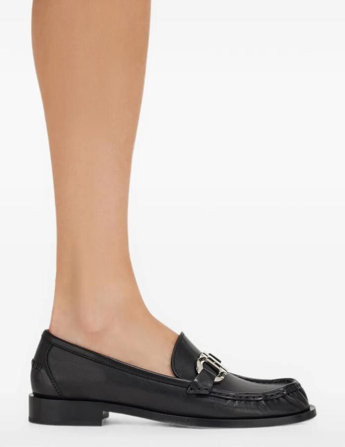 Ferragamo Gancini gesmockte leren loafers Zwart - Foto 2