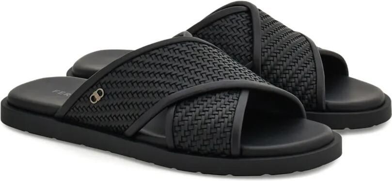 Ferragamo Gancini geweven sandalen met gekruiste bandjes Zwart - Foto 4