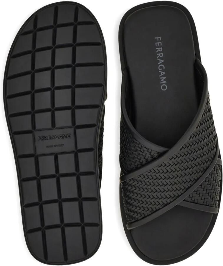 Ferragamo Gancini geweven sandalen met gekruiste bandjes Zwart - Foto 3