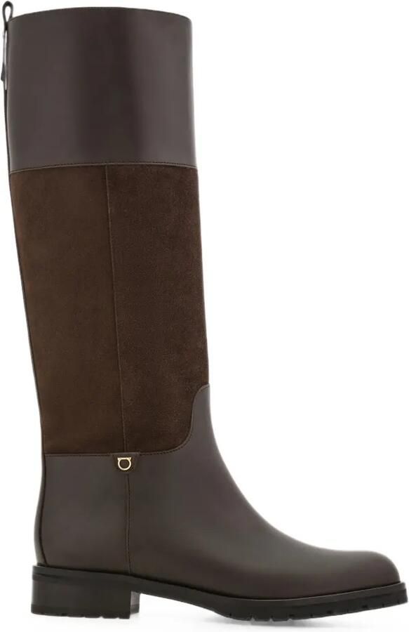 Ferragamo Gancini knielaarzen met ornament Bruin