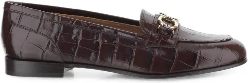 Ferragamo Gancini loafers met krokodillen-reliëf Bruin