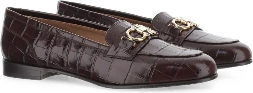 Ferragamo Gancini loafers met krokodillen-reliëf Bruin - Foto 5