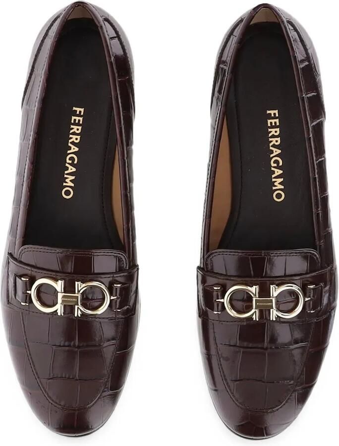 Ferragamo Gancini loafers met krokodillen-reliëf Bruin - Foto 2