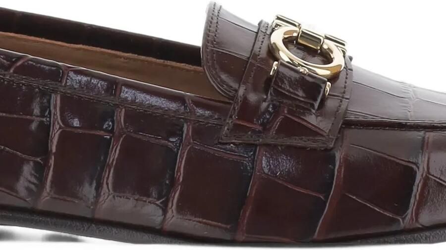 Ferragamo Gancini loafers met krokodillen-reliëf Bruin - Foto 3