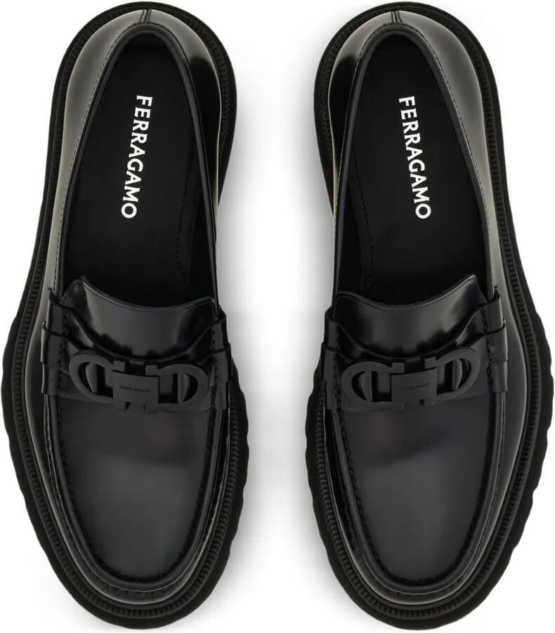 Ferragamo Gancini leren loafers Zwart - Foto 3