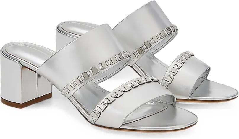 Ferragamo Gancini leren sandalen met ketting Zilver