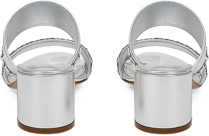 Ferragamo Gancini leren sandalen met ketting Zilver - Foto 3