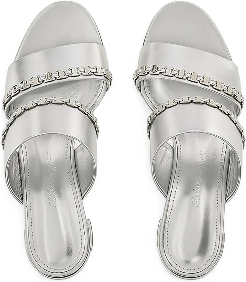 Ferragamo Gancini leren sandalen met ketting Zilver - Foto 2