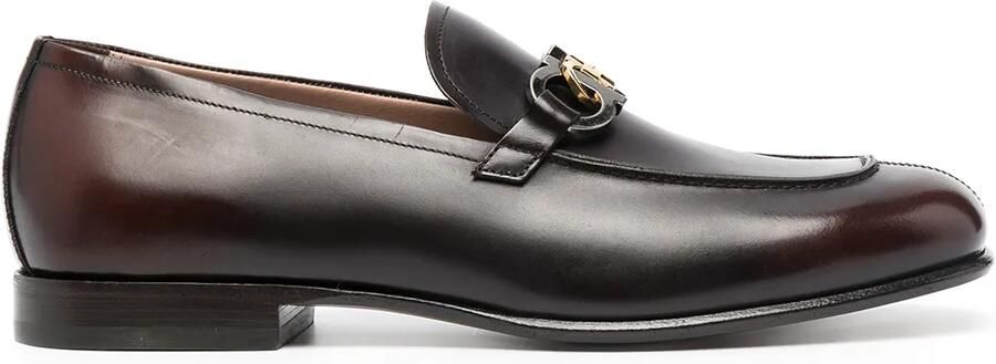 Ferragamo Gancini loafers met vierkante neus Zwart