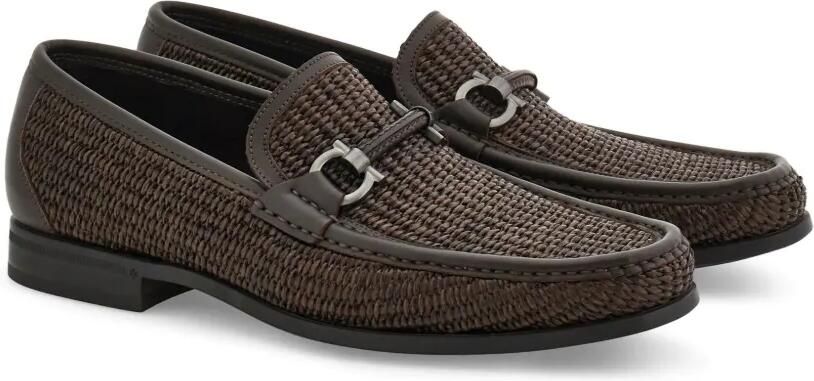 Ferragamo Gancini loafers van geweven leer Bruin - Foto 4