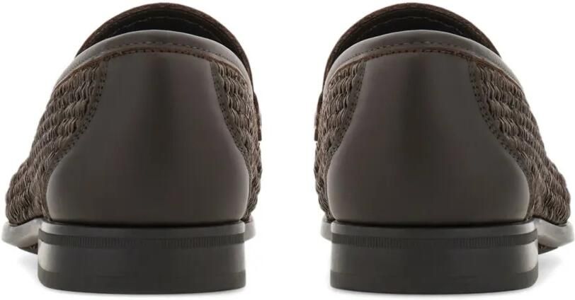 Ferragamo Gancini loafers van geweven leer Bruin - Foto 3