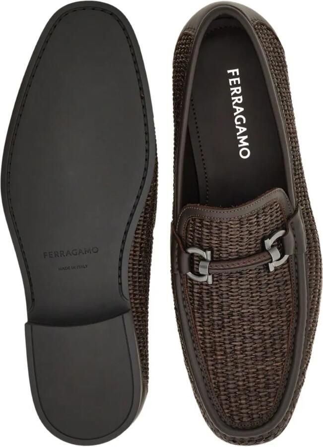Ferragamo Gancini loafers van geweven leer Bruin - Foto 2