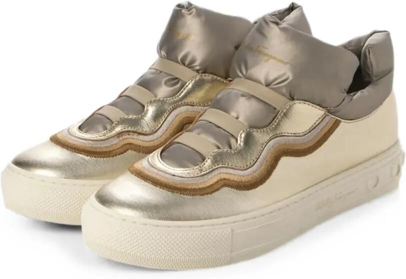 Ferragamo Gancini metallic sneakers met plateauzool Goud - Foto 2