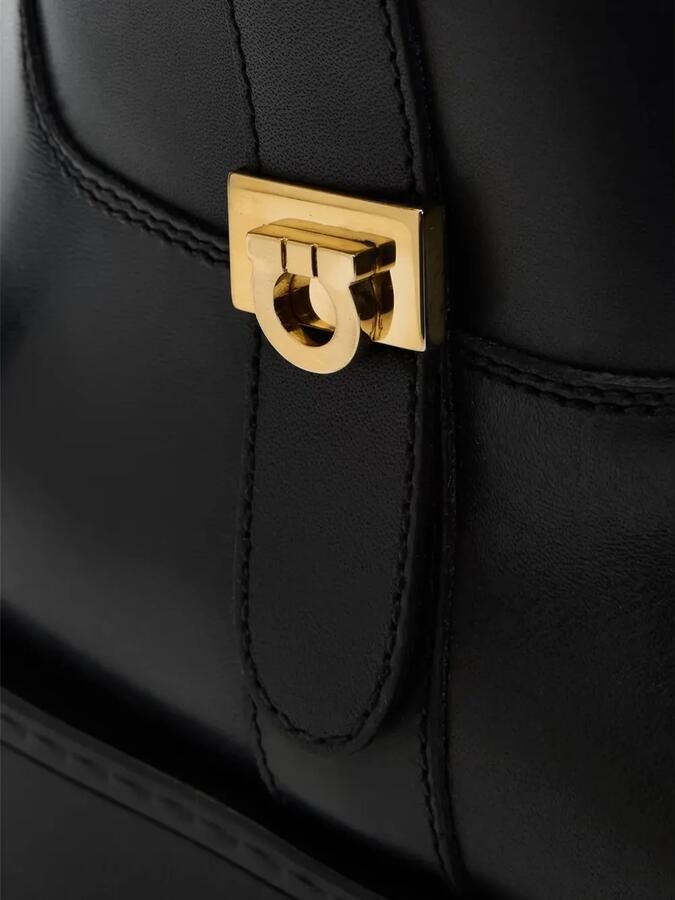 Ferragamo Leren laarzen met Gancini-plakkaat Zwart - Foto 2