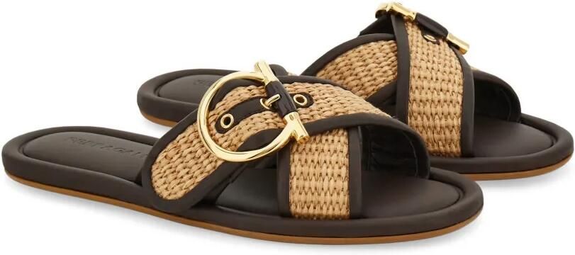 Ferragamo Gancini slippers met dubbele band Bruin - Foto 3