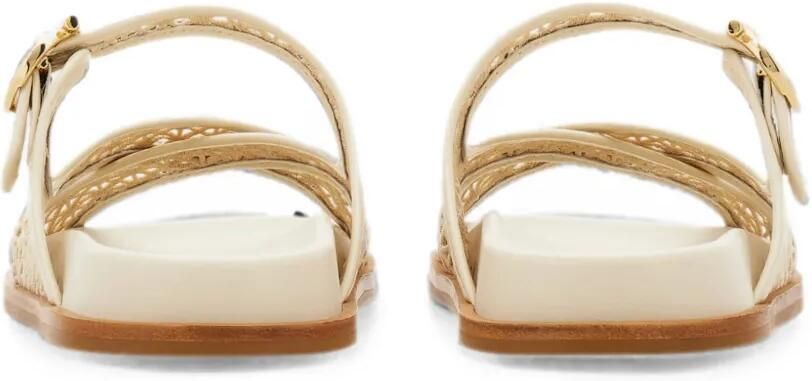 Ferragamo Gancini slippers met gesp en gekruiste bandjes Beige