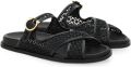 Ferragamo Gancini slippers met gesp en gekruiste bandjes Zwart - Zwart