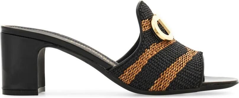 Ferragamo Gancini slippers met hak Bruin