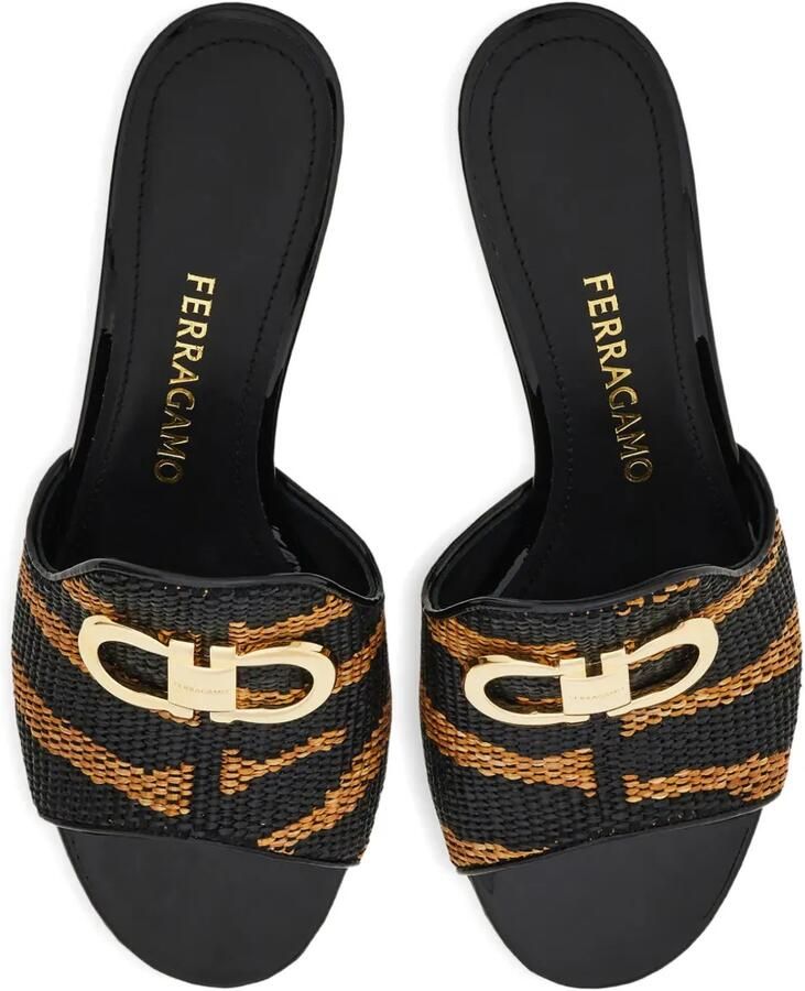 Ferragamo Gancini slippers met hak Bruin - Foto 2