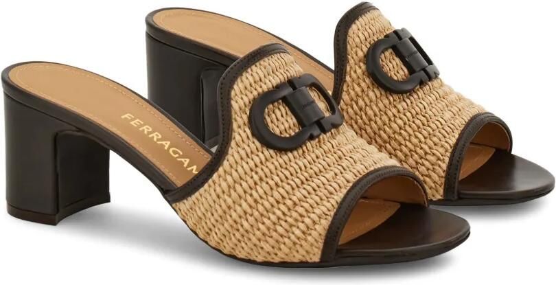 Ferragamo Gancini slippers met hak Bruin - Foto 4