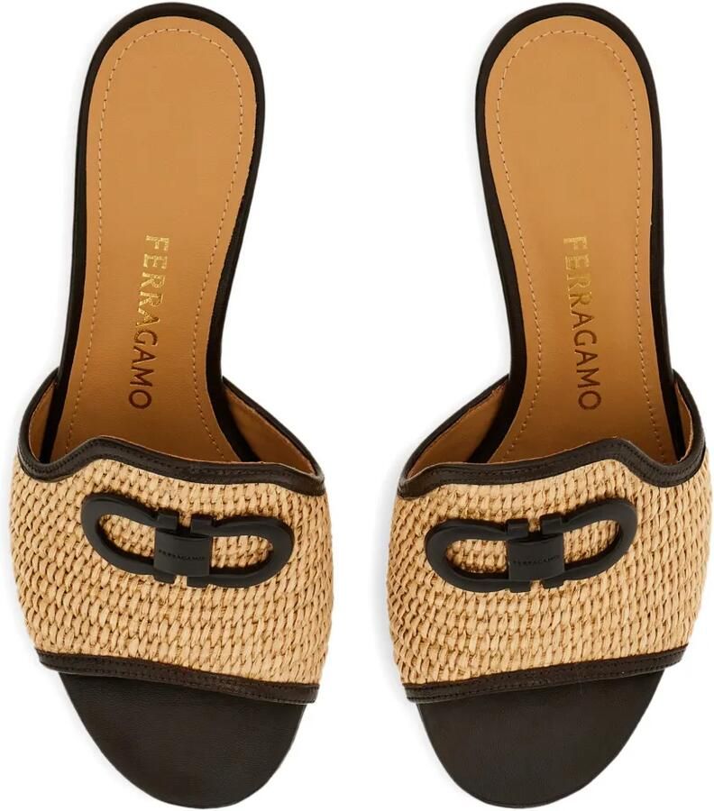 Ferragamo Gancini slippers met hak Bruin - Foto 2