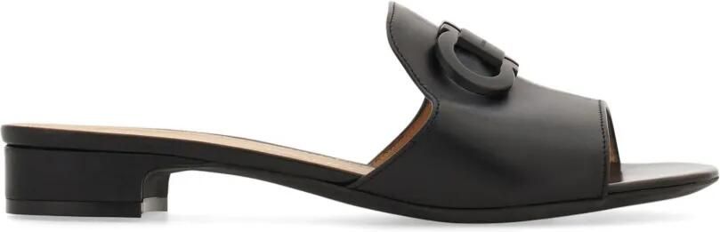Ferragamo Gancini slippers Zwart