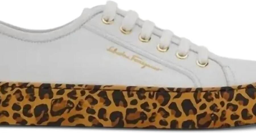 Ferragamo Gancini sneakers met luipaardprint Wit - Foto 2