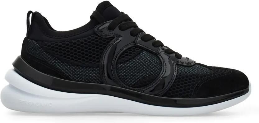 Ferragamo Gancini sneakers met mesh detail Zwart