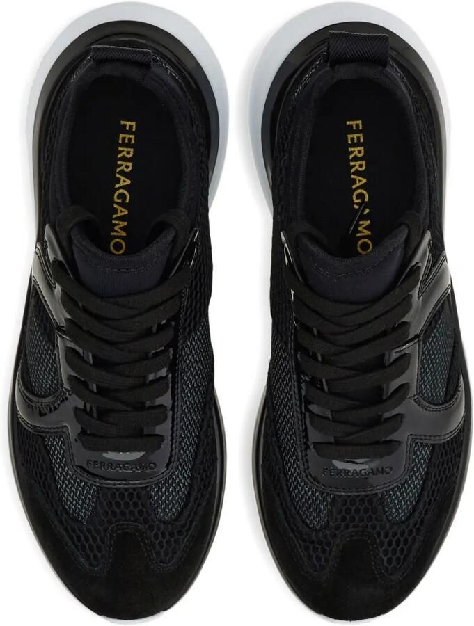 Ferragamo Gancini sneakers met mesh detail Zwart - Foto 3