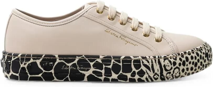 Ferragamo Gancini sneakers met print Beige