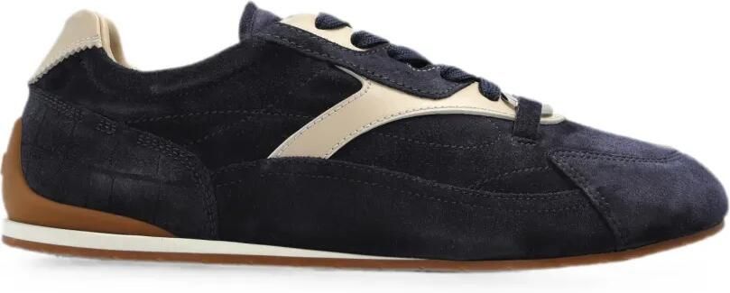 Ferragamo Gancini sneakers met suède vlak Blauw