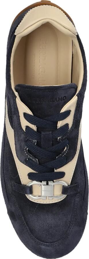 Ferragamo Gancini sneakers met suède vlak Blauw - Foto 5