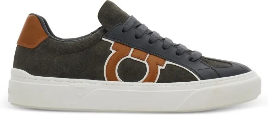 Ferragamo Gancini sneakers met suède vlak Groen - Foto 5