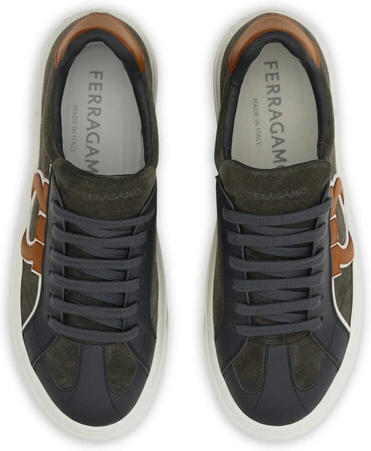 Ferragamo Gancini sneakers met suède vlak Groen - Foto 3