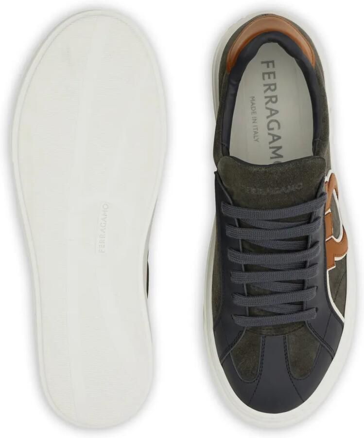 Ferragamo Gancini sneakers met suède vlak Groen - Foto 2