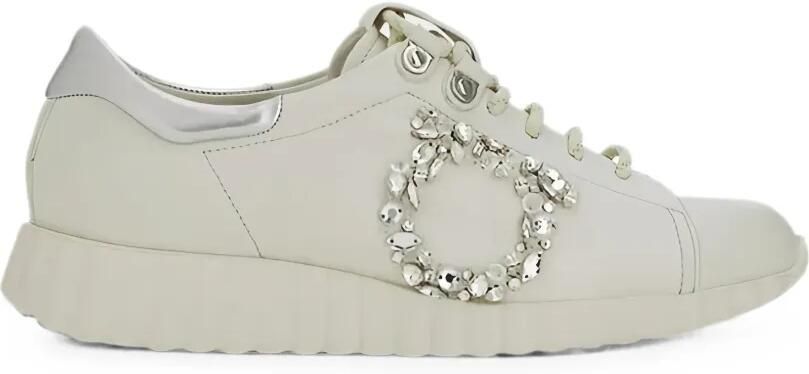 Ferragamo Gancini sneakers verfraaid met kristallen Beige