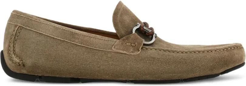 Ferragamo Gancini verfraaide loafers Bruin
