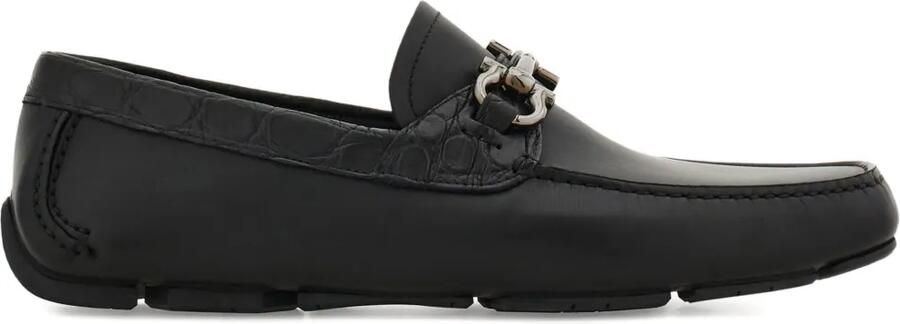 Ferragamo Gancini verfraaide loafers Zwart
