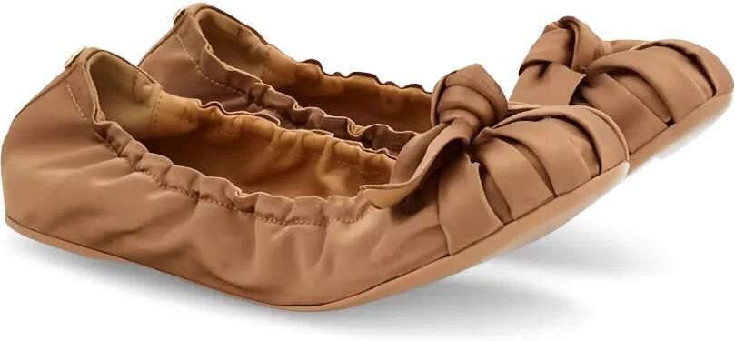Ferragamo Gesmockte ballerina's met strik Beige - Foto 5