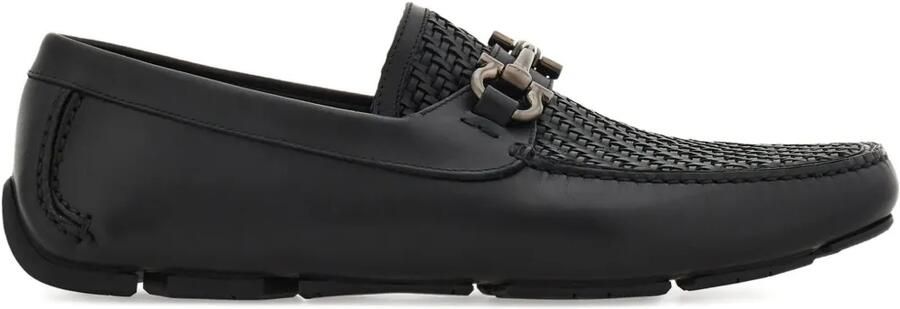 Ferragamo Geweven loafers met gancini-gesp Zwart