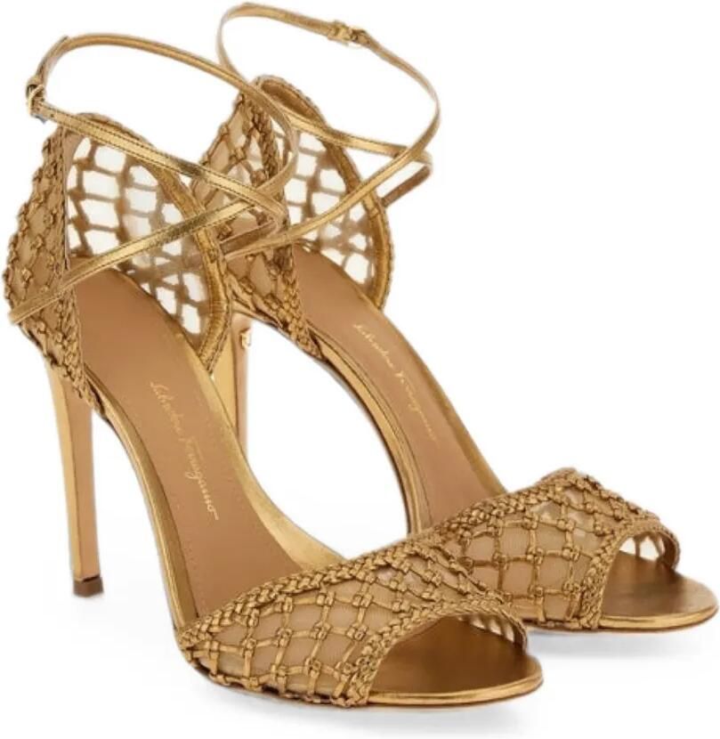 Ferragamo Geweven sandalen Goud - Foto 2