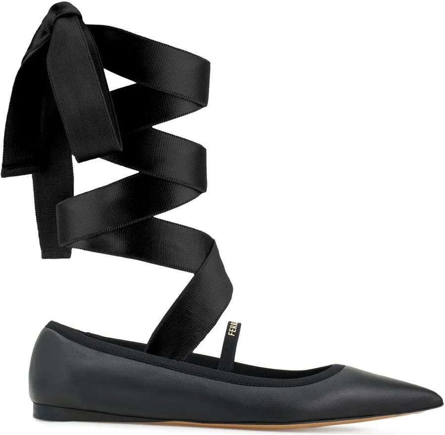 Ferragamo Leren ballerina's Zwart