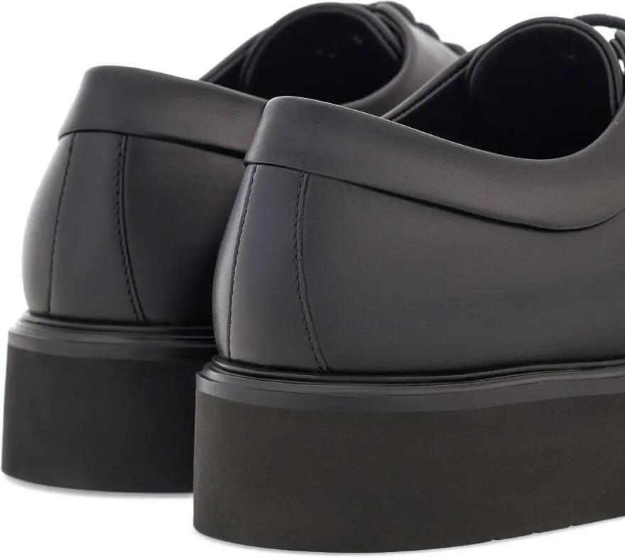Ferragamo Leren derby schoenen met logo-reliëf Zwart - Foto 2
