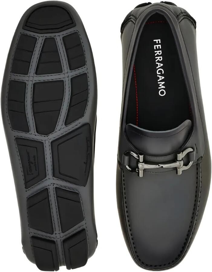 Ferragamo Leren loafers met Gancini-bit Grijs - Foto 2