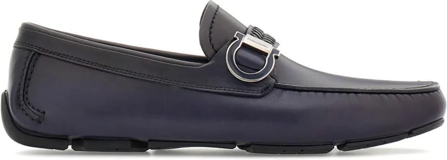 Ferragamo Leren loafers met gancini plakkaat Blauw