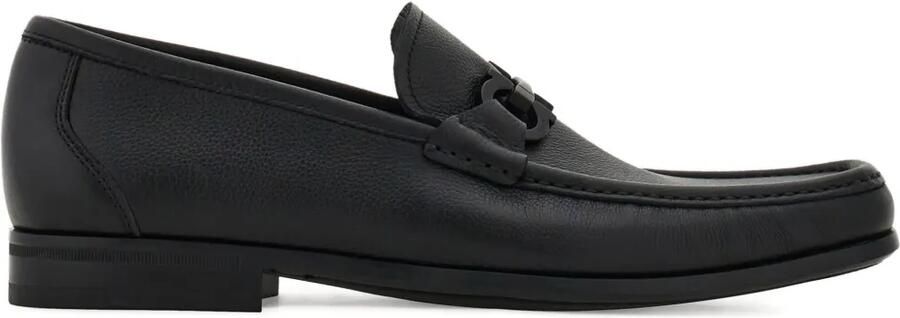 Ferragamo Leren loafers met gancini-verfraaiing Zwart