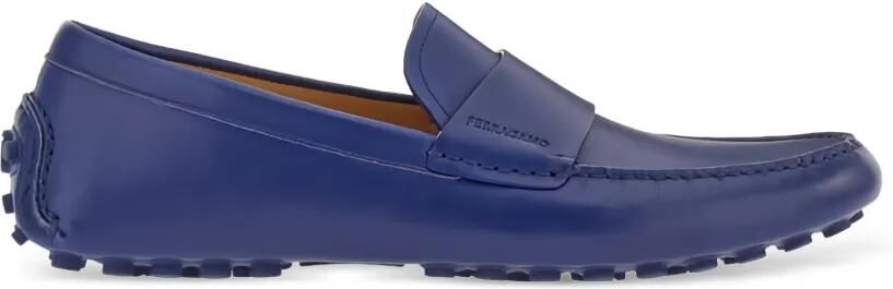 Ferragamo Leren loafers met mocassin neus Blauw